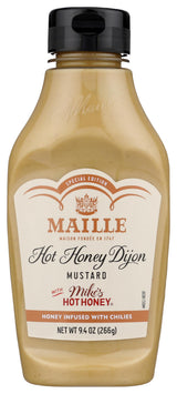 Maille x Mike's Hot Honey Special Edition Savory-Sweet Condiment with a Spicy Kick Hot Honey Dijon Mustard Gluten-Free, Shelf-Stable 9.4oz