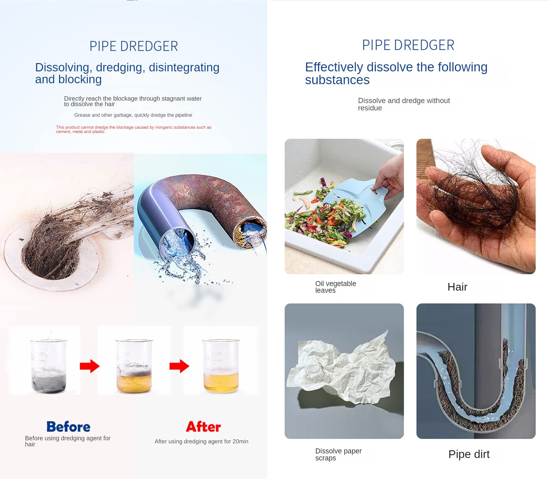3-bottle pipeline dredging agent, sewage cleaning agent, kitchen bathroom sewage deodorization, cleaning and dredging
