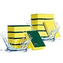 PuoWeo 10-Pack Heavy Duty Scrub Sponges, Non-Scratch Kitchen Sponge with Durable Scouring Pad, Dual-Sided Cleaning Reusable Sponge for Dishes, Pots