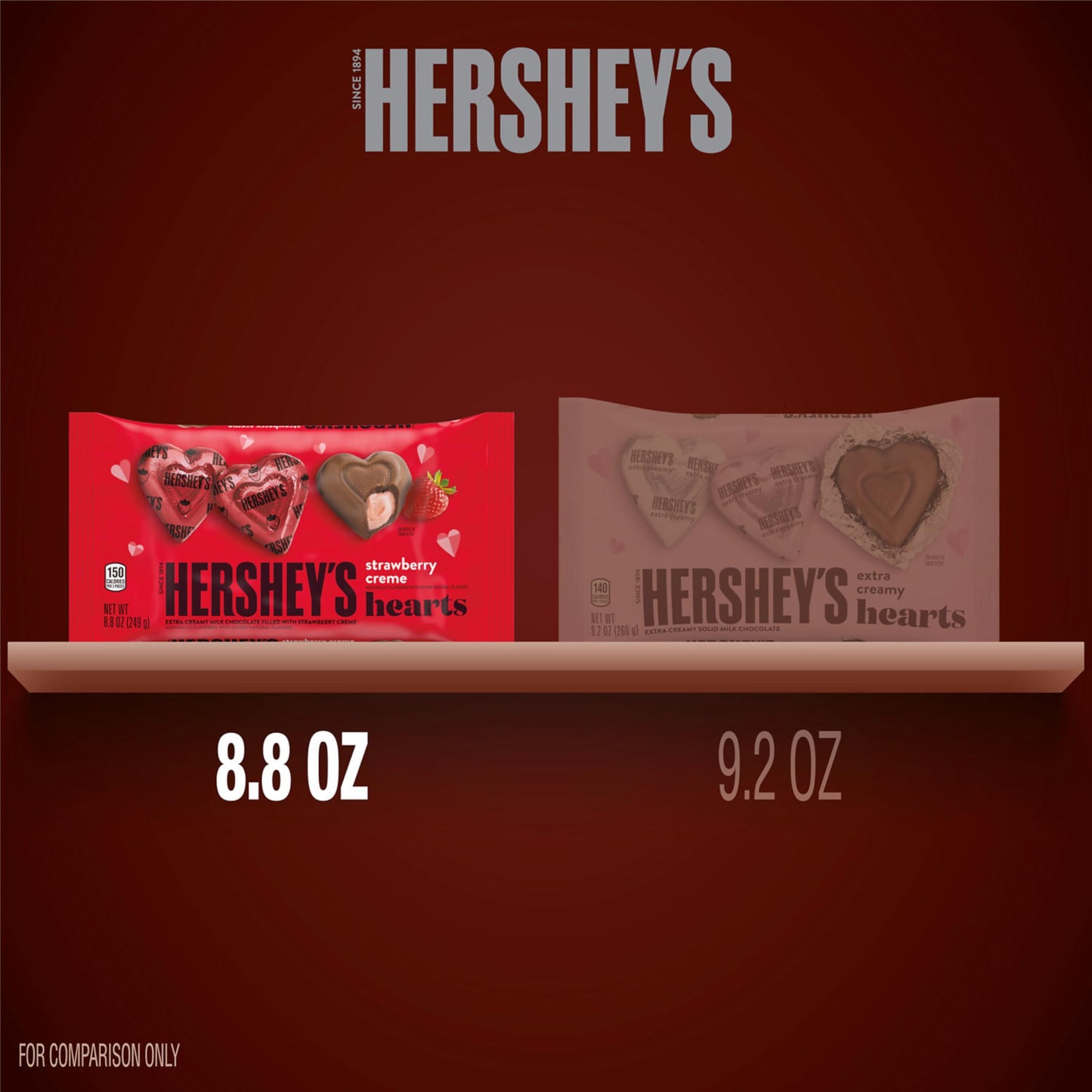 HERSHEY'S Strawberry Creme Flavored Hearts, Valentine's Candy Bag, 8.8 oz
