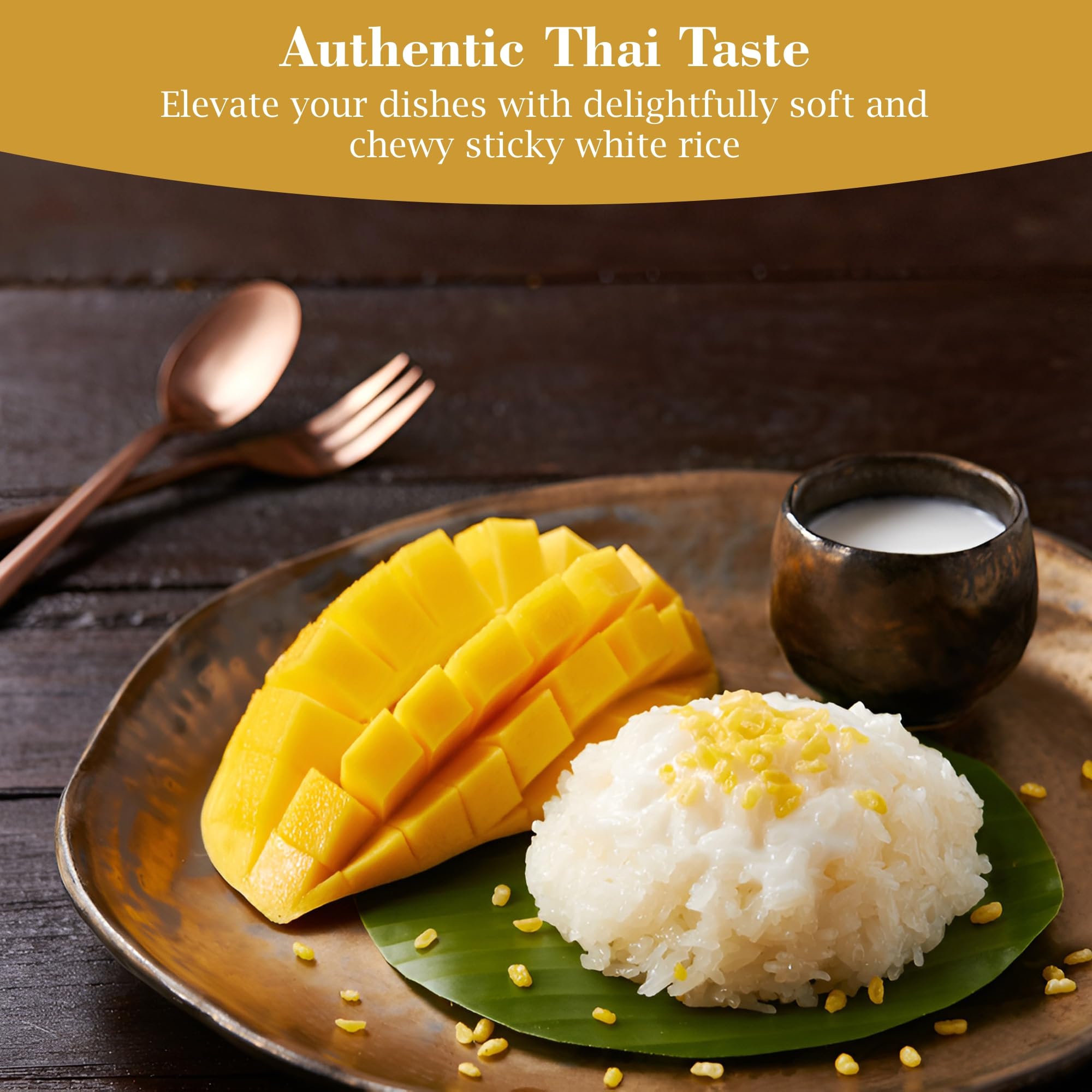 Fusion Select Sanpatong Thai Sticky Rice - Authentic Glutinous Khao Niao Sweet Rice from Thailand - Uncooked Bulk Rice Bag for Making Dessert, Roasted Pork Dishes, Asian Food - Zero GMO or Gluten
