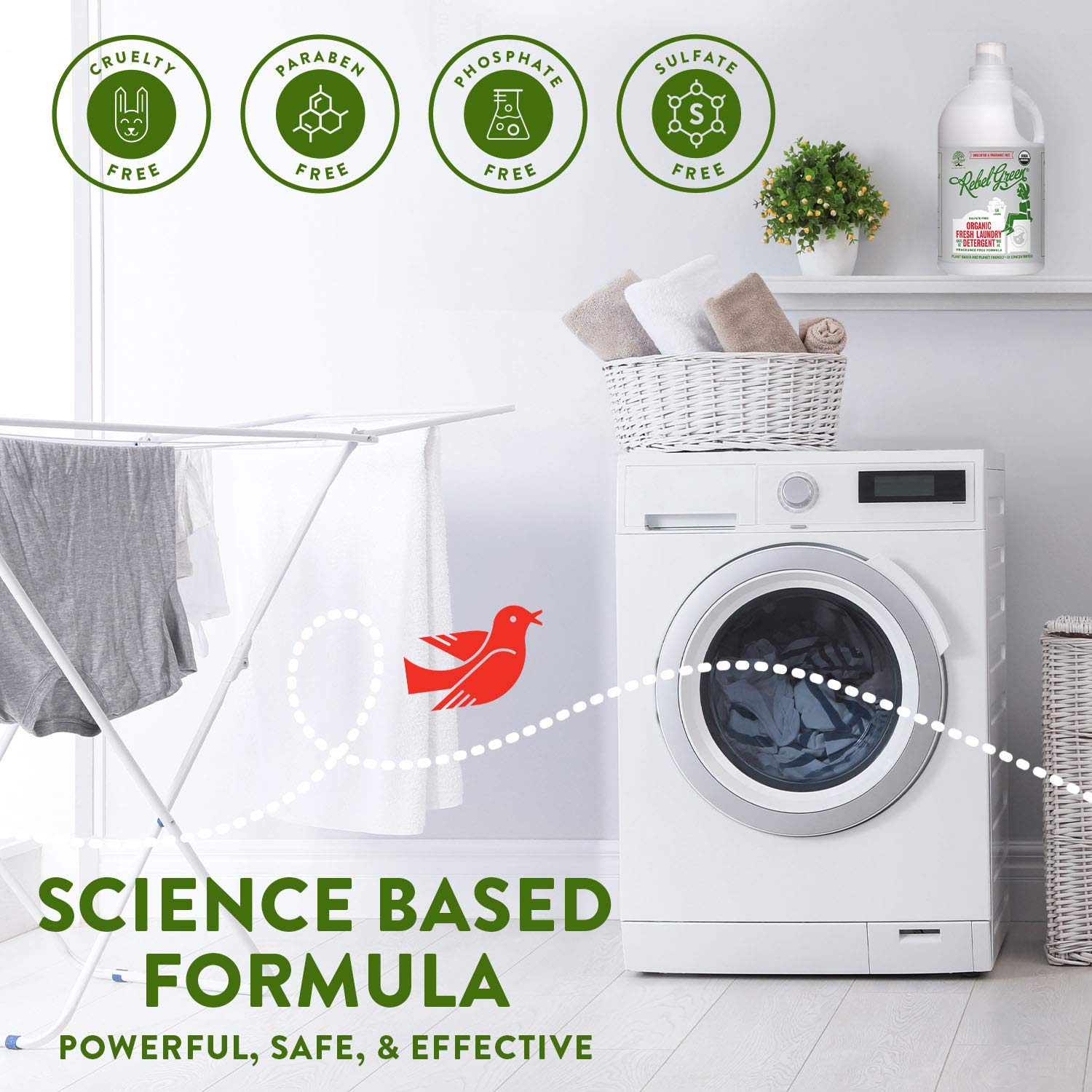 Rebel Green Organic Unscented Fresh Laundry Detergent, 64 FZ