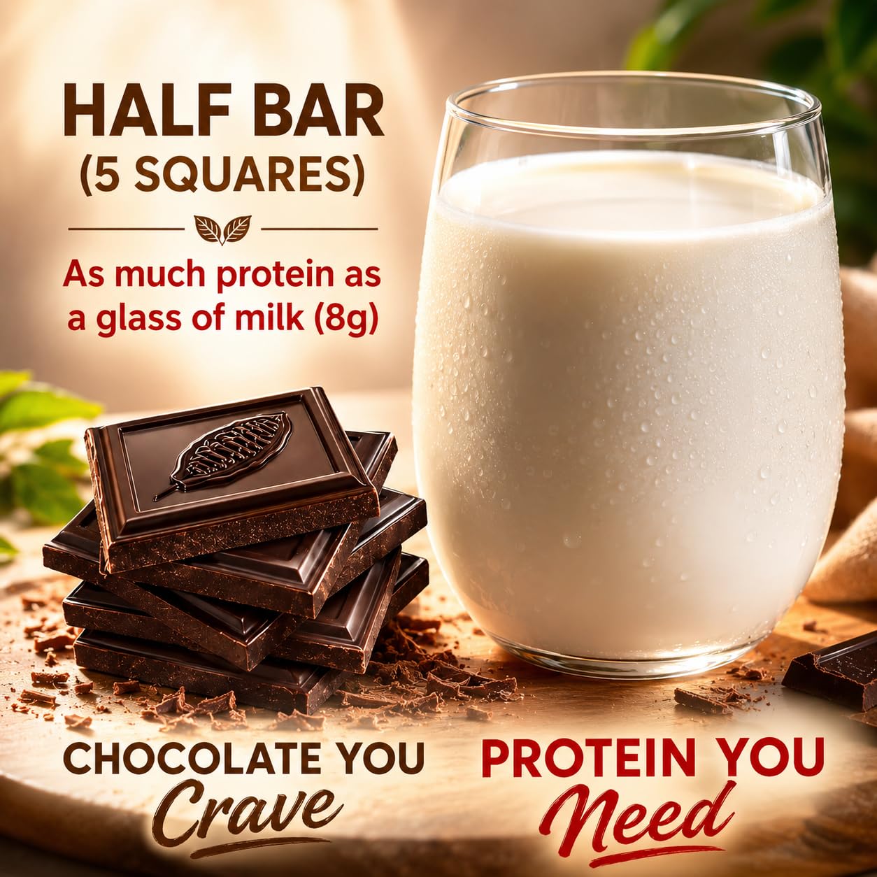Chocotein | 16g Protein-Rich Premium Chocolate | 70% Dark Swiss Chocolate | 2X More Protein | 50% Less Sugar | Five Simple Ingredients | Made in