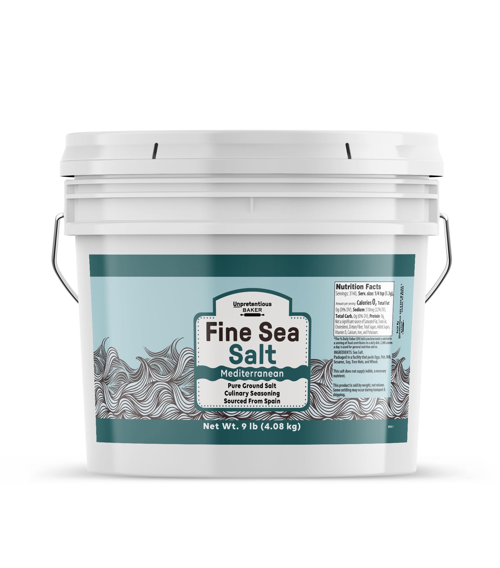 Unpretentious Fine Sea Salt (1 Gallon), Pure Evaporated Mediterranean Sea Salt