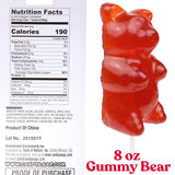 Gigantic Gummy Bear Lollipop, Cherry Flavored Giant Gummi, Great Candy Gift, 8 Ounces