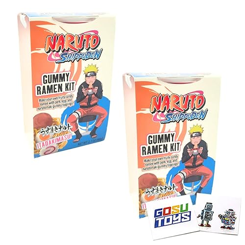 Naruto Shippuden Gummy Ramen Kit Make Your Own Fruity Candy Ramen (2 Pack) with 2 Gosutoys Stickers