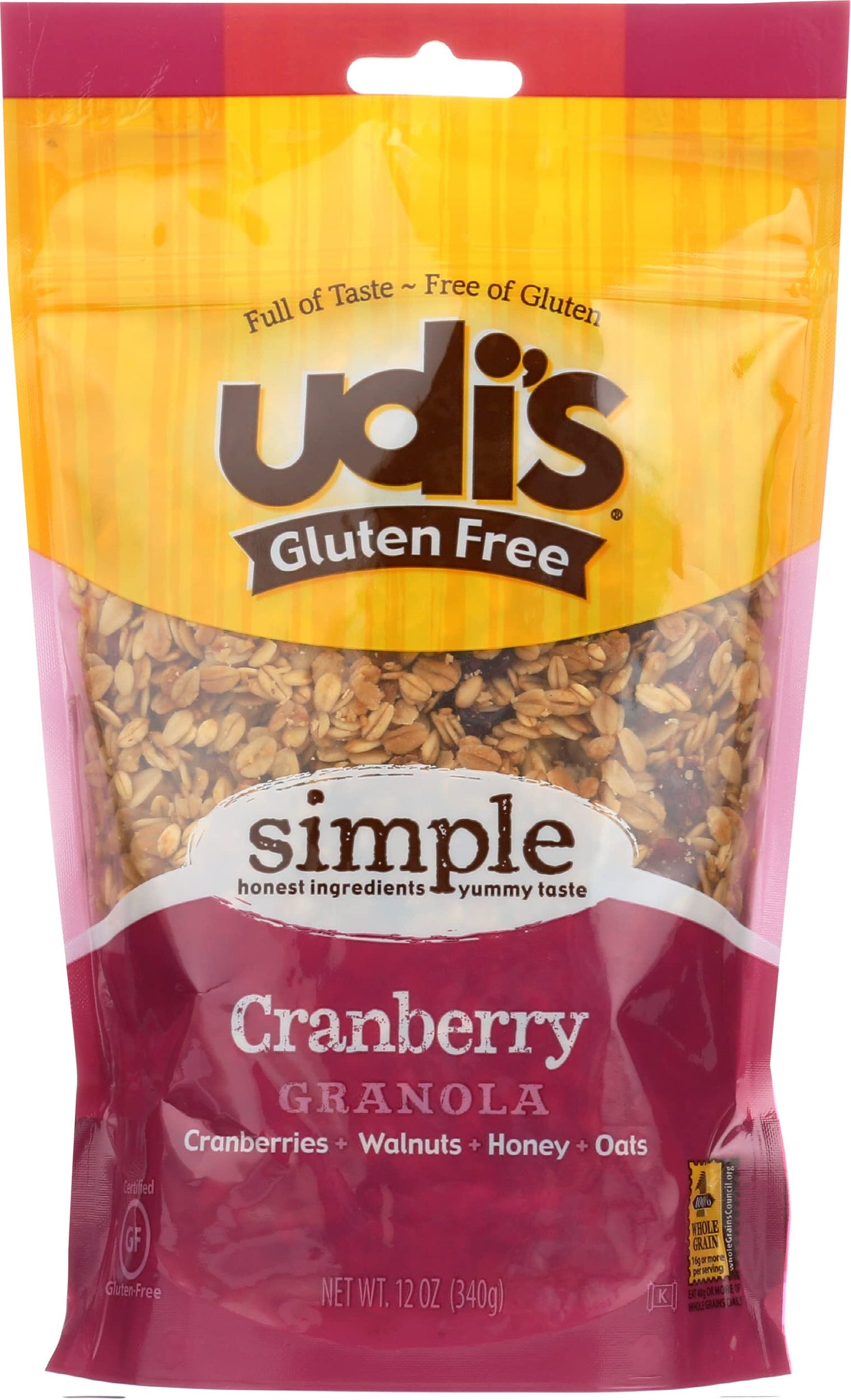 UDIS Granola GF CRNBRY Bag, 12 OZ, PK- 6