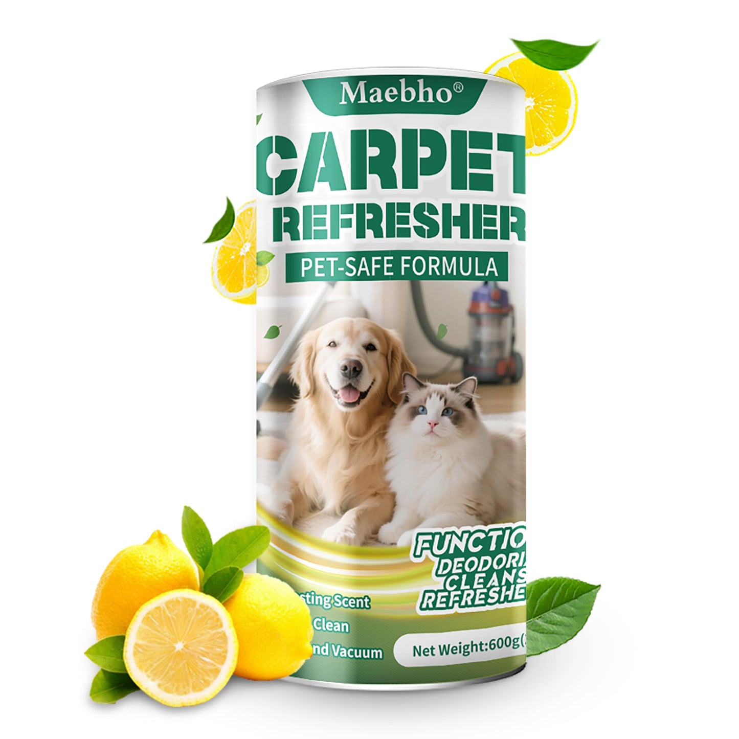 Maebho Carpet Deodorizer Freshener Powder for Pets - Pet Odor Eliminator for Urine, Feces & Vomit | Lemon Scent, Natural Ingredients Safe for Kids