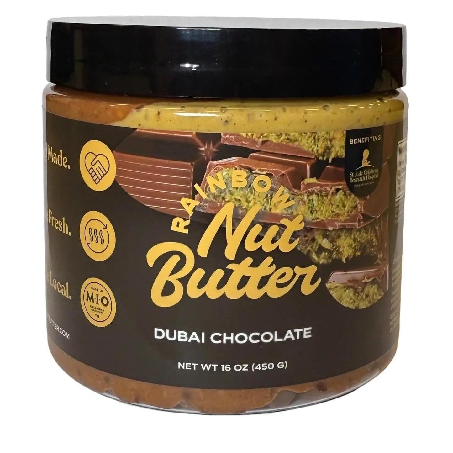 Rainbow Nut Butter Milk Chocolate Dubai Pistachio Nut Butter Cream Kadayif Kataifi Milk Chocolate Chips, 16 Oz.