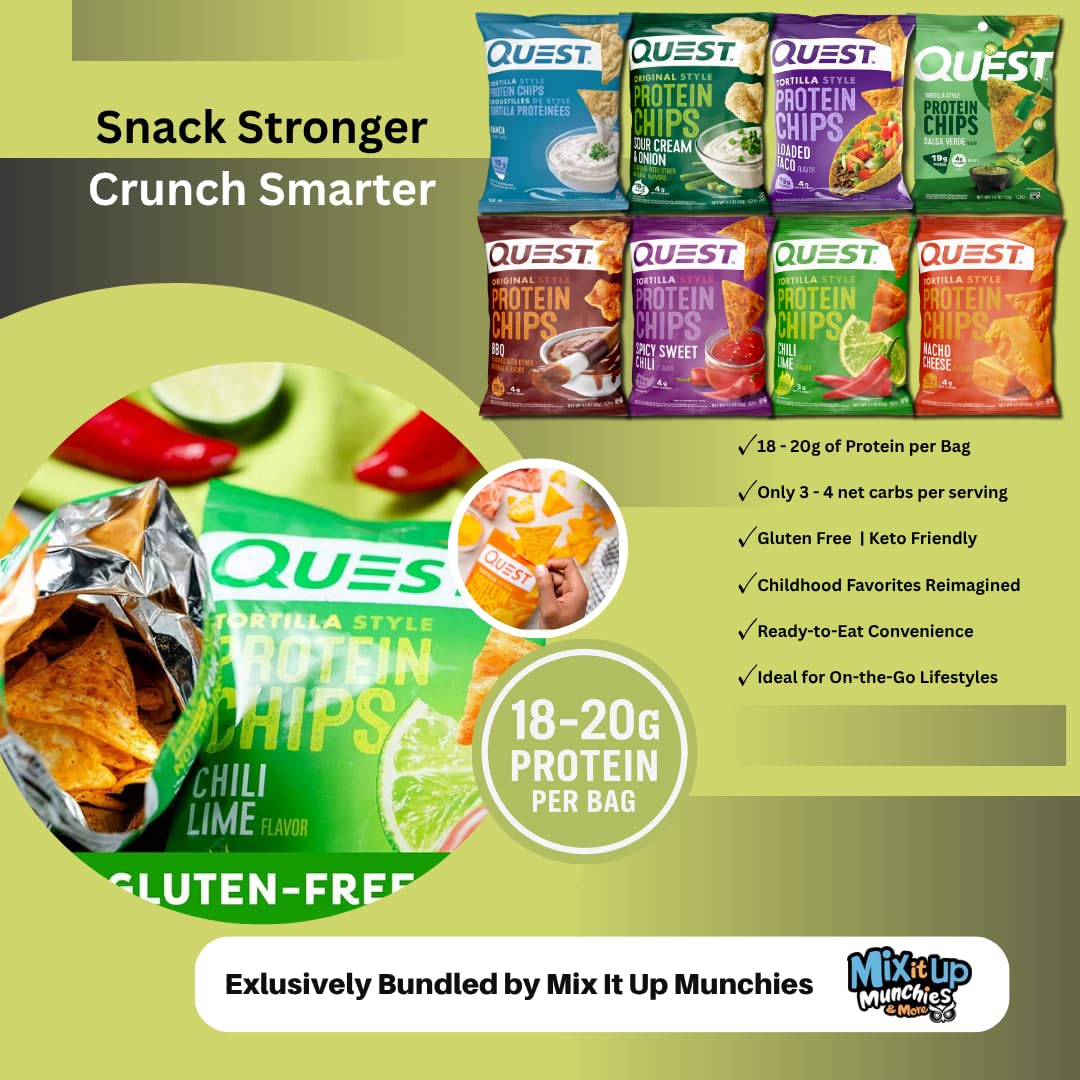 Protein Chips Variety Pack - 8-Flavors + 4 MIMM MInts | High Protein 18-20g Per Bag | Keto Snacks, Baked, Crunchy, Gluten Free, and Low Calorie Snacks