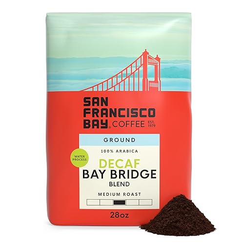 San Francisco Bay Decaf Ground Coffee, Decaf Bay Bridge Blend (28 oz Bag), Medium Roast Coffee, Swiss Water Process
