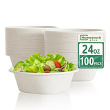 Homestockplus Disposable Bowls 24 Oz [100 Pack] - Compostable Paper Bowl Heavy Duty,Freezer & Microwave Safe Bowl, BPA-Free Eco-Friendly Bowls