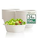 Homestockplus Disposable Bowls 24 Oz [100 Pack] - Compostable Paper Bowl Heavy Duty,Freezer & Microwave Safe Bowl, BPA-Free Eco-Friendly Bowls