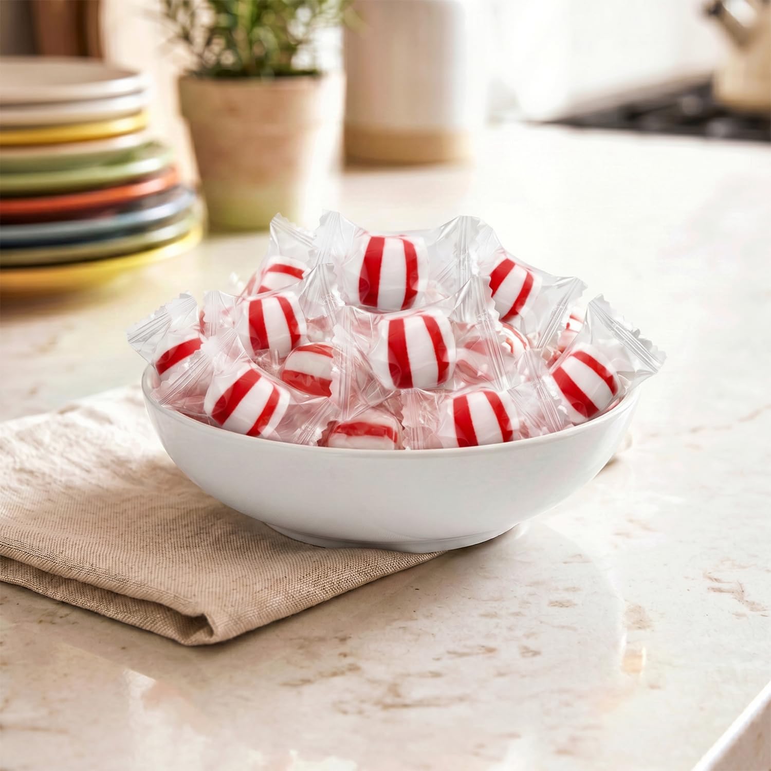 Soft Peppermint Puffs & Mint Candy 5LB Bulk Individually Wrapped - Classic Melt-in-Your-Mouth Candy For Office, Parties, Buffets and Birthdays