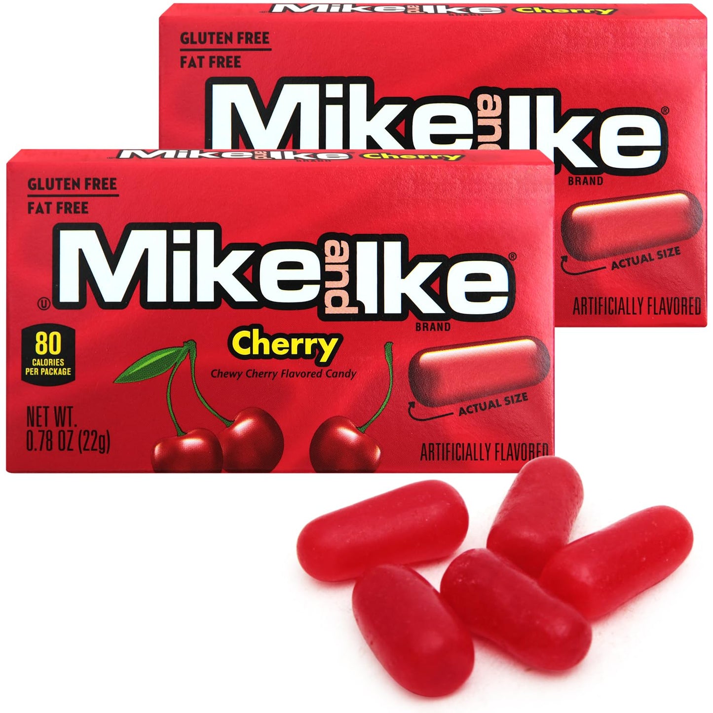 Mike and Ike Cherry Candy, 2 Pack of Candy Boxes 0.78OZ Each, Ideal Mike and Ike Candy for Your Favorite Films, Perfect Candy for Sharing