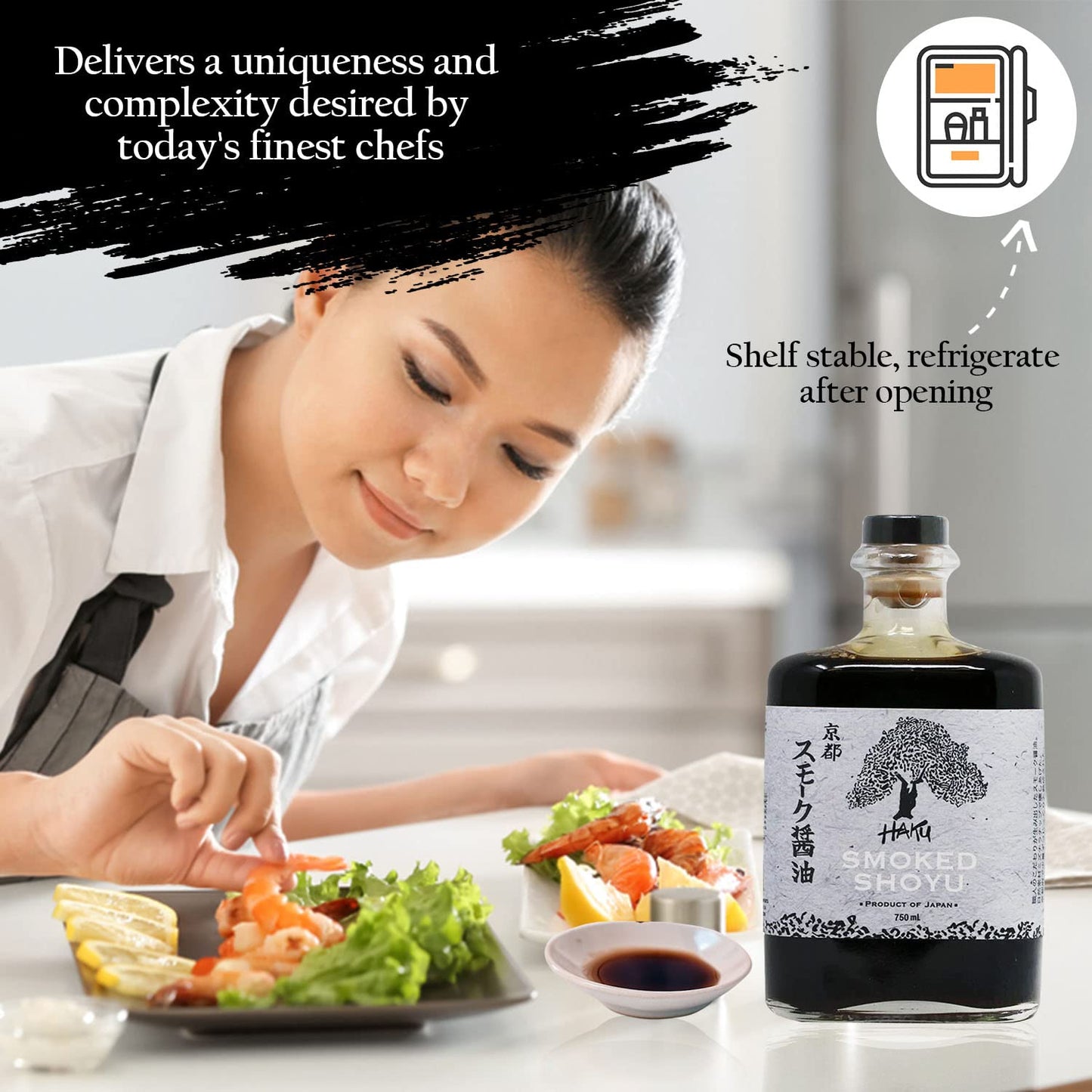 HAKU Smoked Shoyu Soy Sauce (750 ml) Aged 2 Years - Authentic Japanese Artisanal Umami Seasoning Sauce with Unique Smoky Flavor