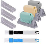 Magic Window Track Cleaner Tool Set - 3 Groove Gap Cleaning Brush + 2 Window Slot Clean Brush with Dustpan + 3 Replacement Cloth