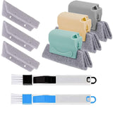 Magic Window Track Cleaner Tool Set - 3 Groove Gap Cleaning Brush + 2 Window Slot Clean Brush with Dustpan + 3 Replacement Cloth