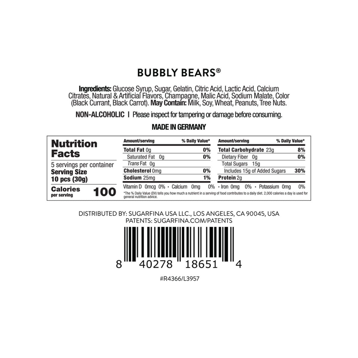 Sugarfina Bubbly Bears Celebration Bottle, 5.6 oz, 2 Count | Cocktail Candy | Gummies | Champagne Bears