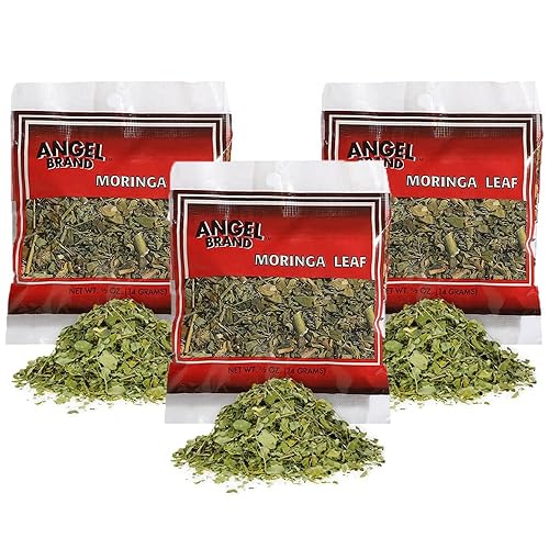 Angel Brand Moringa Leaves 0.25 oz - 20g Pack, Pack of 3 - Dried Moringa Leaves for Tea, Cooking, and