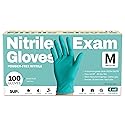 SUP Powder-Free Nitrile Gloves, 100 Count Food Safe Latex-Free Disposable Gloves for Medical Cooking Cleaning Food Prep, Teal (Medium)
