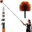 26 FT Cobweb Duster with Extension Pole, Cobweb Duster with 5-20FT Telescoping Extension Pole, Cleans Spider Webs, Washable & Reusable for High
