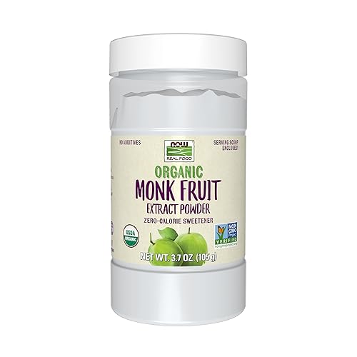 NOW Real Food, Organic Monk Fruit Extract Powder, Zero-Calorie Sweetener, 3.7 oz