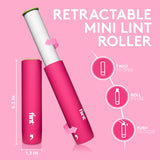 Flint Classic Pink Retractable Mini Lint Roller with 90 Extra Sticky Sheets, Small and Portable Lint Roller, Ideal Pet Hair Remover, Travel Lint