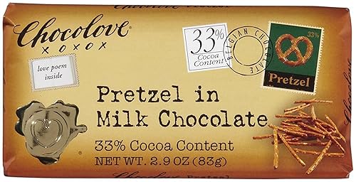 Chocolove XOXOX Pretzel In Milk Chocolate Bar - 2.9 oz