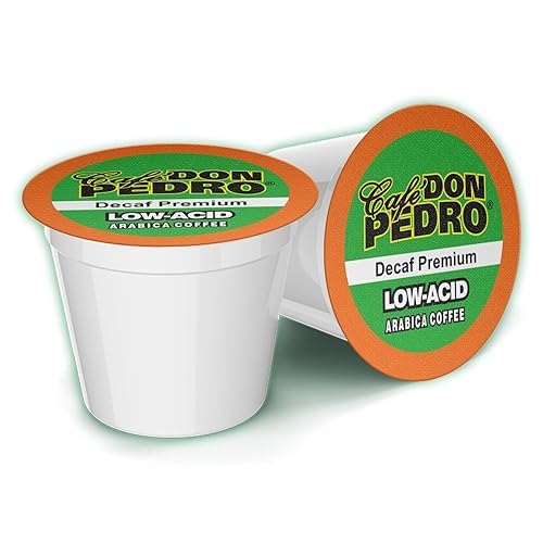 Cafe Don Pedro Decaf Premium Low Acid Coffee Pods For Keurig K-cup - Enjoy Tasty Coffee For Sensitive Stomach - 12 Low Acid Coffee K cups 100%