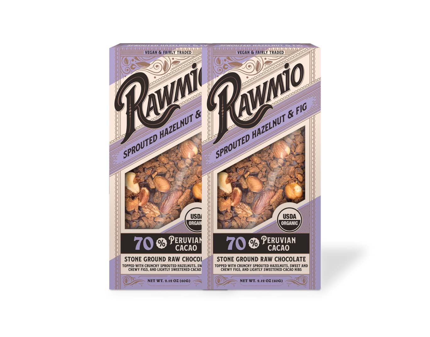Rawmio Hazelnut & Fig Bark - 2.12 oz. - Raw, Organic, Vegan, Kosher - Pack of 2