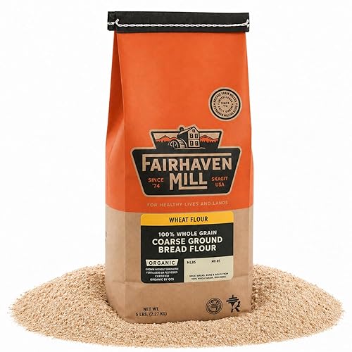 Fairhaven Mill Coarse Ground Whole Wheat Bread Flour - USDA Organic Certified and 100% Whole Grain - Rustic Texture for Artisan Loaves, Rolls, Pizza