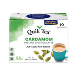 QuikTea Instant Cardamom Chai Tea Latte, 10 Single-Serve Sachets, Artisanal Indian Chai Latte Mix, Just Add Hot Water, Low Caffeine, Non-GMO, Gluten