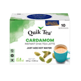 QuikTea Instant Cardamom Chai Tea Latte, 10 Single-Serve Sachets, Artisanal Indian Chai Latte Mix, Just Add Hot Water, Low Caffeine, Non-GMO, Gluten