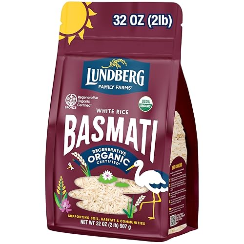 Lundberg Regenerative Organic Certified (Roc) Long Grain White Basmati Rice - Non-Sticky, Fluffy Aromatic Organic Rice Grown in California, 32 Oz
