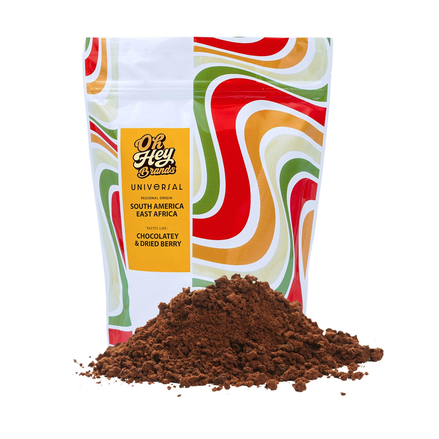 OH HEY BRANDS Ground coffee medium roast 12 oz - Caramel, Chocolate, and Berry Notes flavored coffee ground - Sourced from East Africa & Latin America
