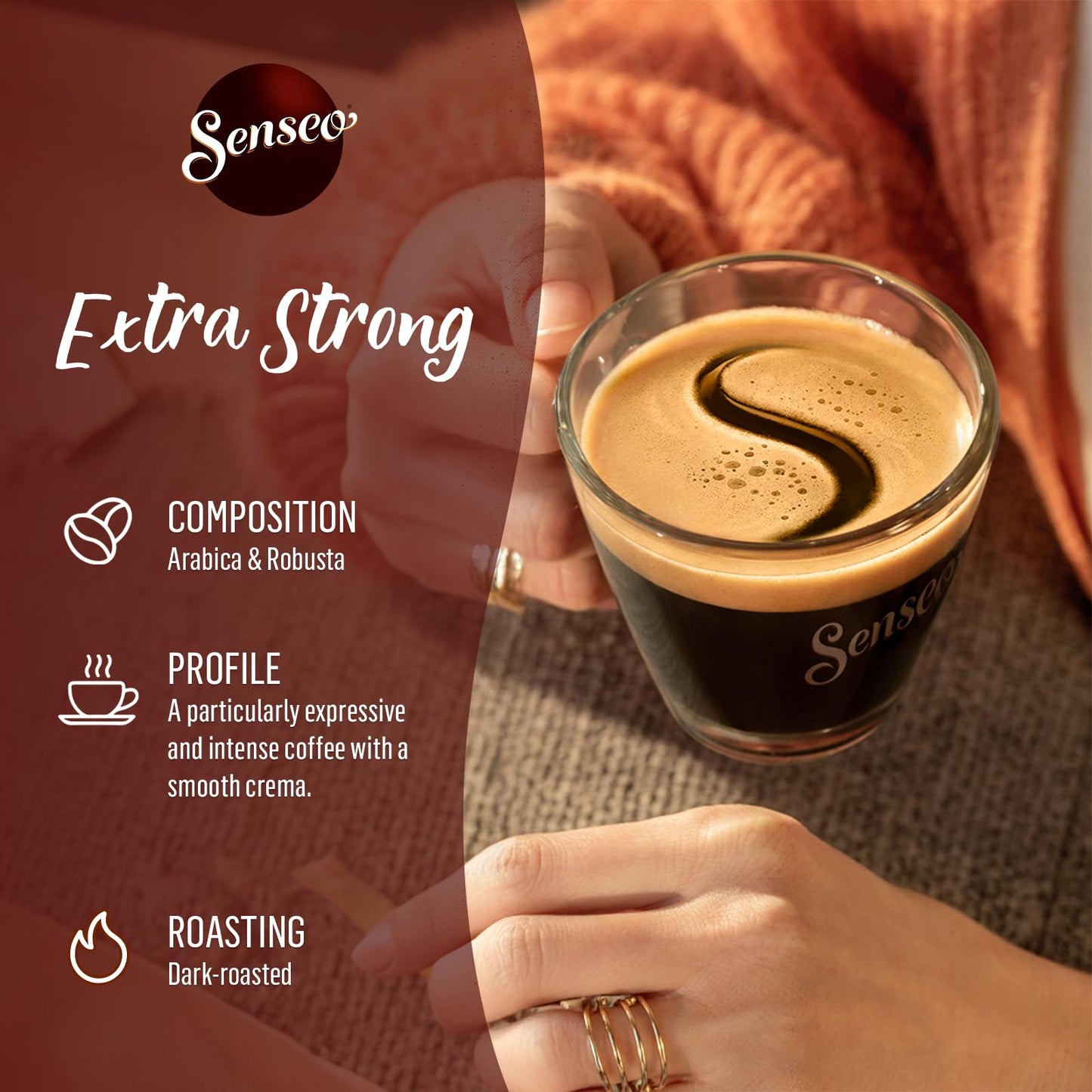 Senseo Extra Strong - (Pack) - Dark Roast with Intense & Bold Flav Coffee Pods - 48 Count - Single-Serve Coffee Pads with Rich Crema - Compatible