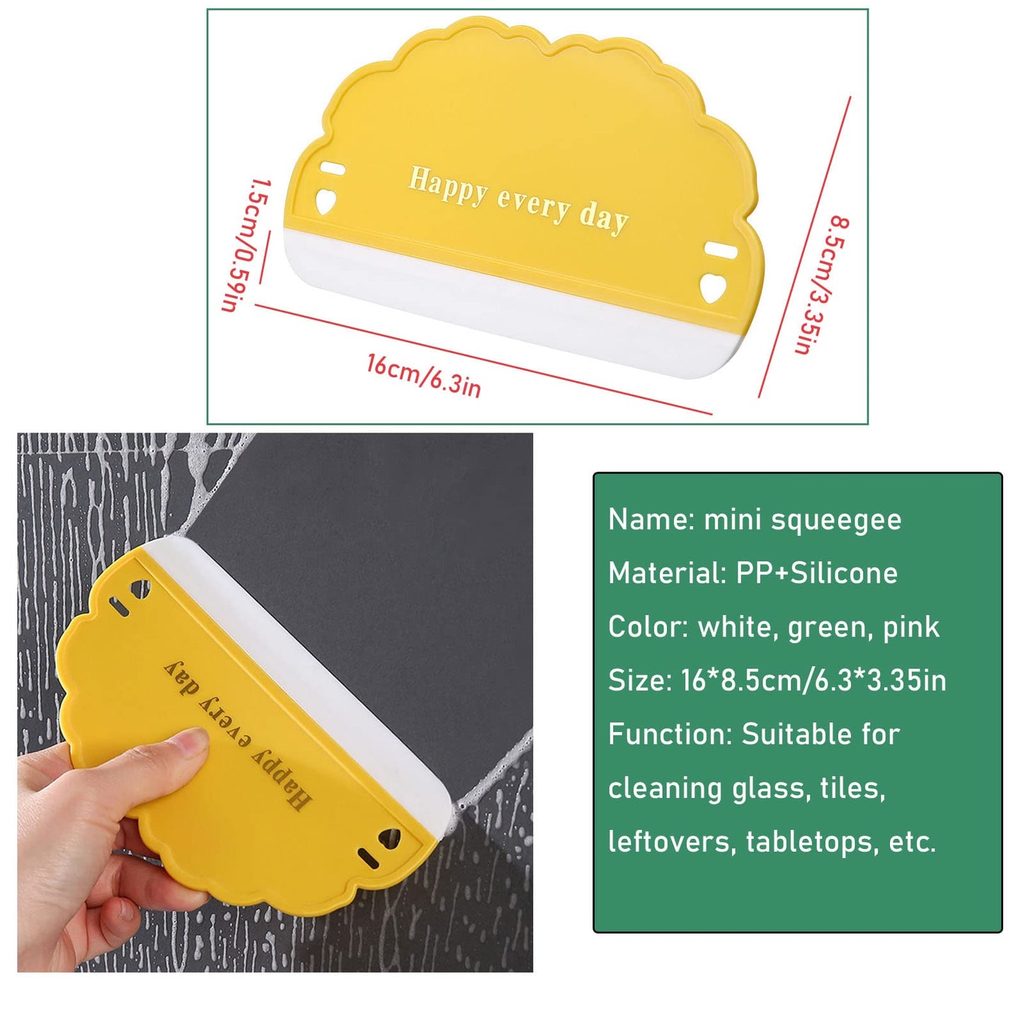 NentMent 3 Pack Shower Squeegee Bathroom Glass Door Cleaning Scraper with Soft Rubber Water Blade Wiper Board Cleaner Tool for Sink Countertop Kitchen