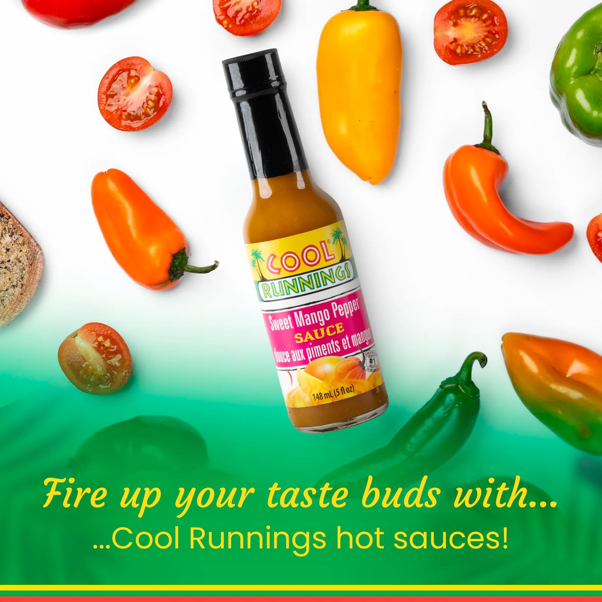 Cool Runnings Sweet Mango Pepper Sauce, 148ml - Sweet and Tangy Caribbean Hot Sauce, Perfect table top hot sauce for your rice, pizza, wings, pasta
