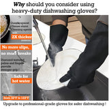 Exprosiflux Heavy-Duty Thick Rubber Cleaning Gloves - 3 Pairs of Extra-Large Black Reusable Waterproof Non-Slip Gloves for Dishwashing and Kitchen
