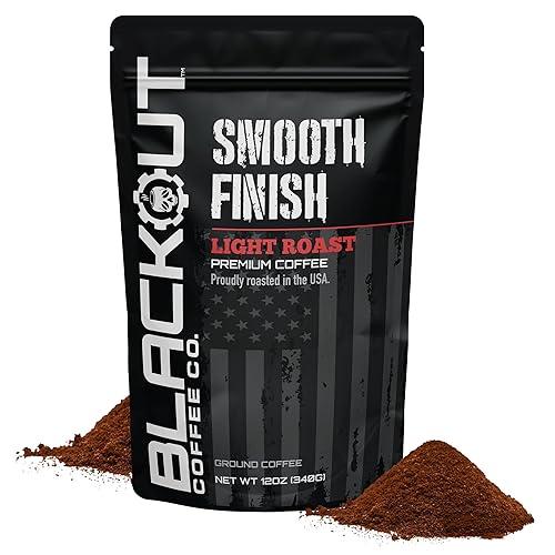 Blackout Coffee Smooth Finish Ground Coffee - Light Roast, Aromatic Smooth Taste - Freshly Roasted 12oz Bag