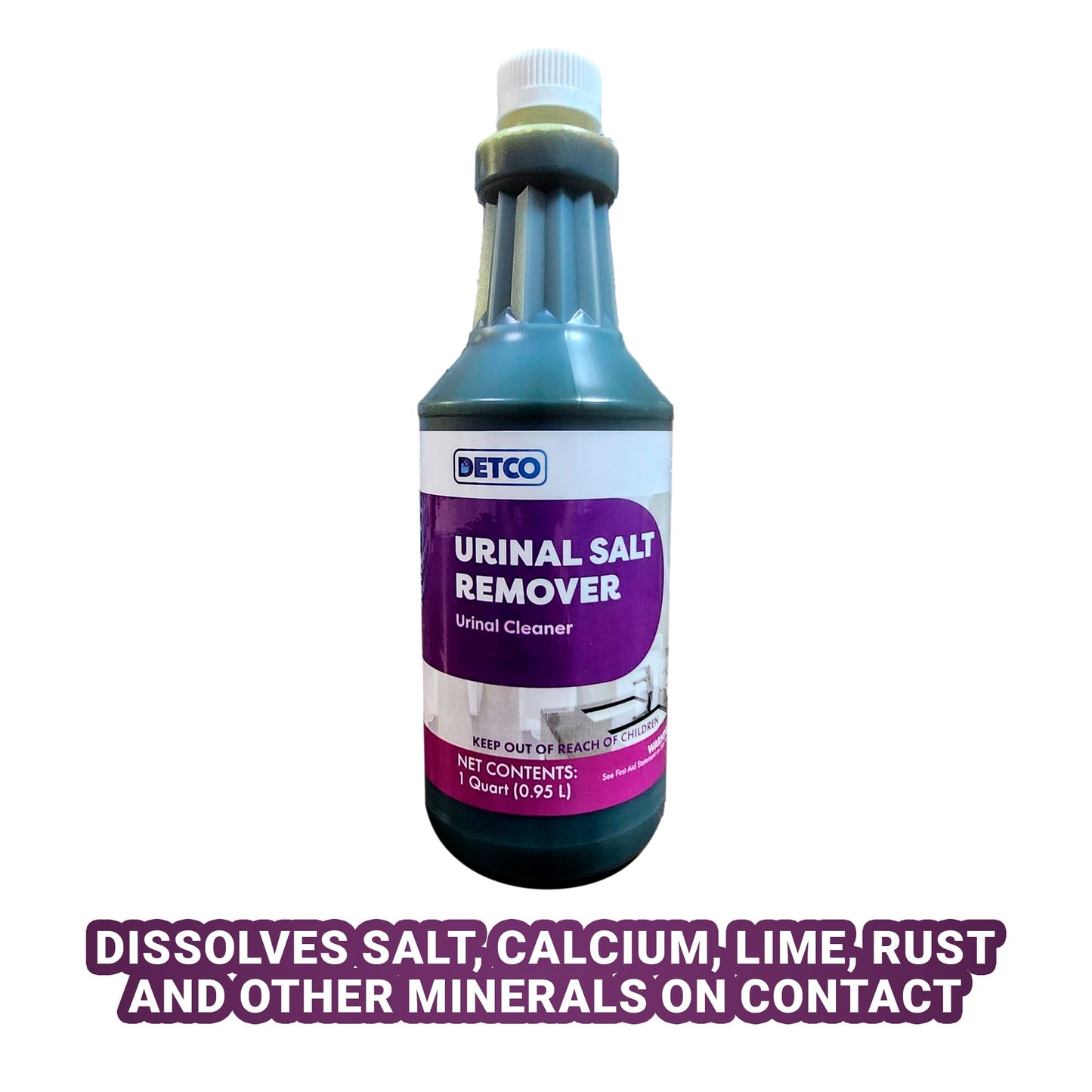 DETCO Urinal Salt Remover Concentrate - Safe on Pipes and Plumbing, Odor Control, Cleans Rust, Scale, and Uratic Salt Build-Up, 1 Quart