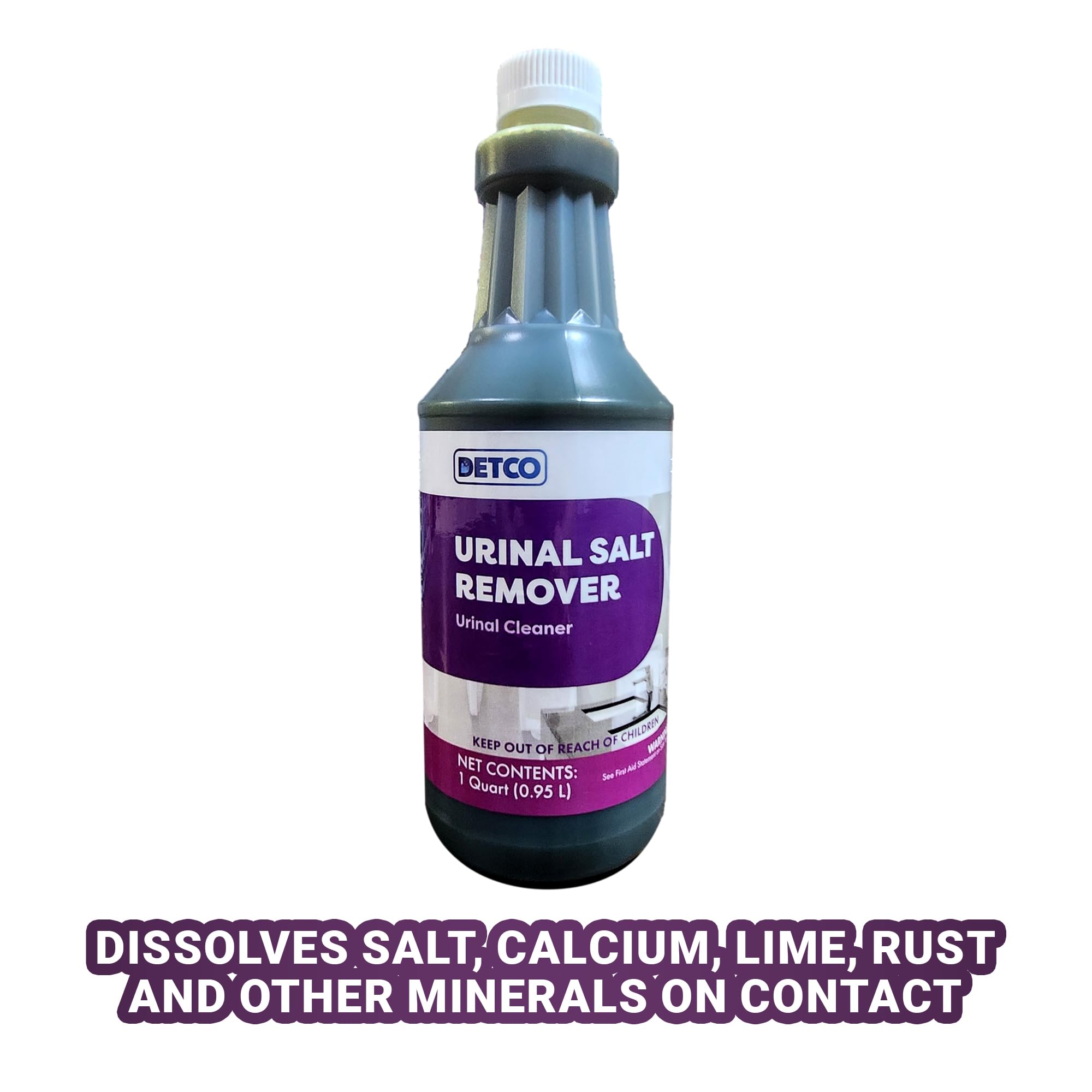 DETCO Urinal Salt Remover Concentrate - Safe on Pipes and Plumbing, Odor Control, Cleans Rust, Scale, and Uratic Salt Build-Up, 1 Quart