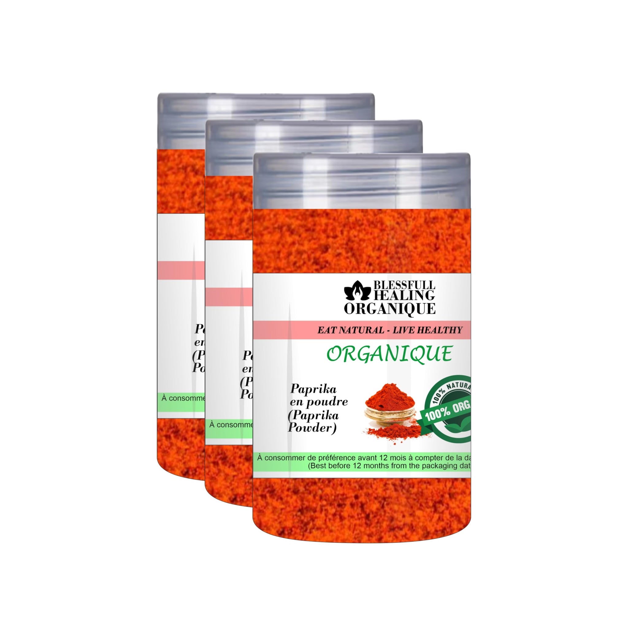 Blessfull Healing Organic Paprika Powder (Chilli Ground Spice) 100 Gram (3.52 oz) Each (Pack Of 3) = 300 Grams, Vegan