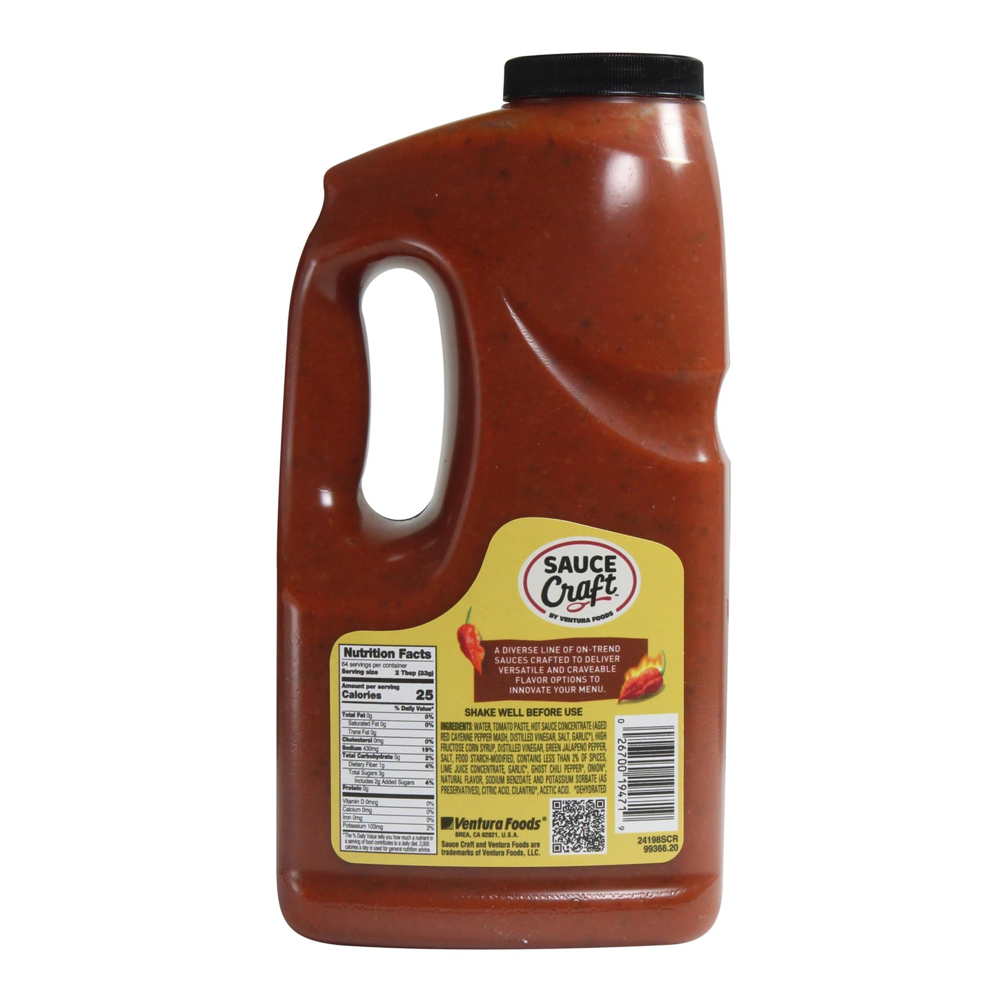 Ventura Foods Sauce Craft Blazin' Ghost Pepper - Ghost Pepper Hot Sauce with Aged Red Peppers, Smoked Paprika and Garlic, Tomato-Based Extra Spicy