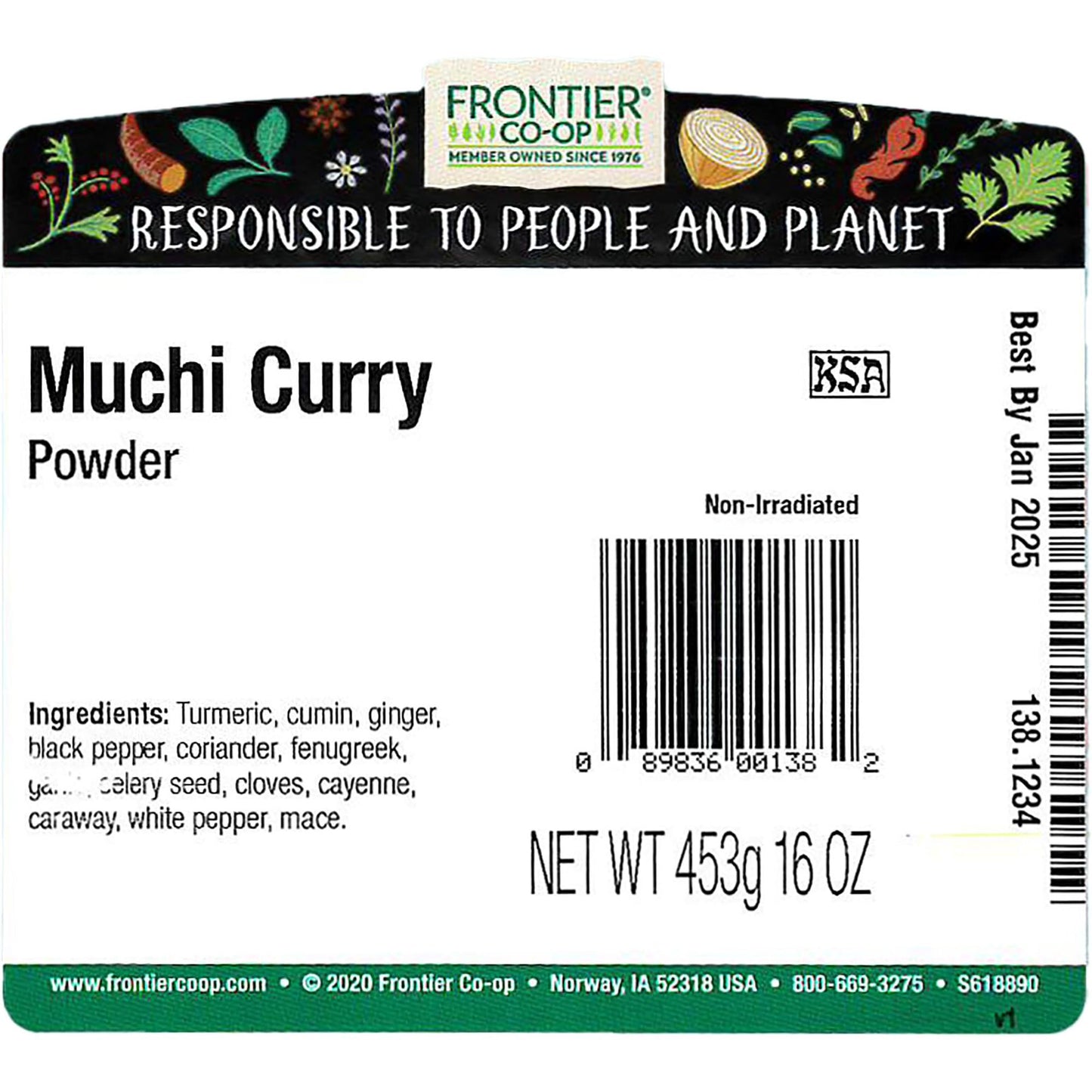 Frontier Co-Op Curry Powder, Muchi, 1 Lb., 16 Ounces