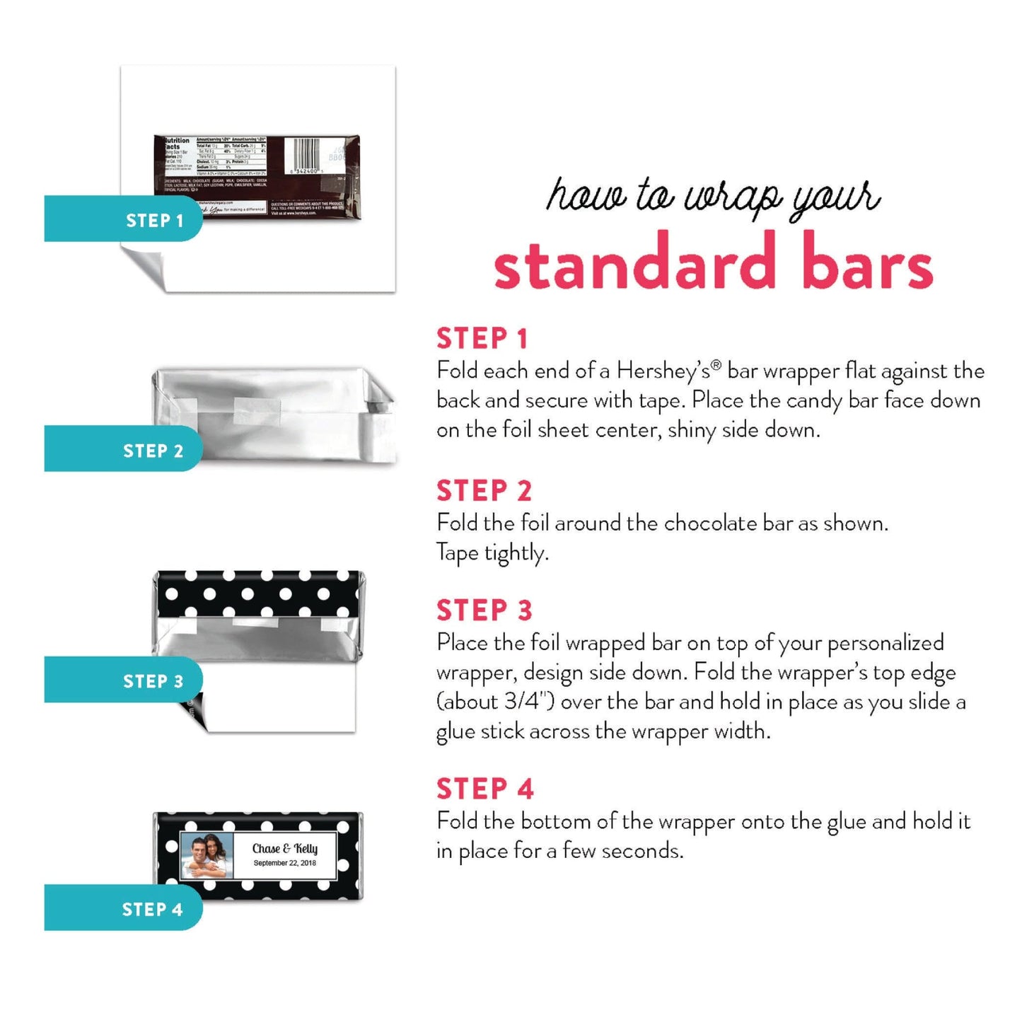 25 Pack Personalized Adult Birthday Candy Bar Wrappers - Candy Not Included