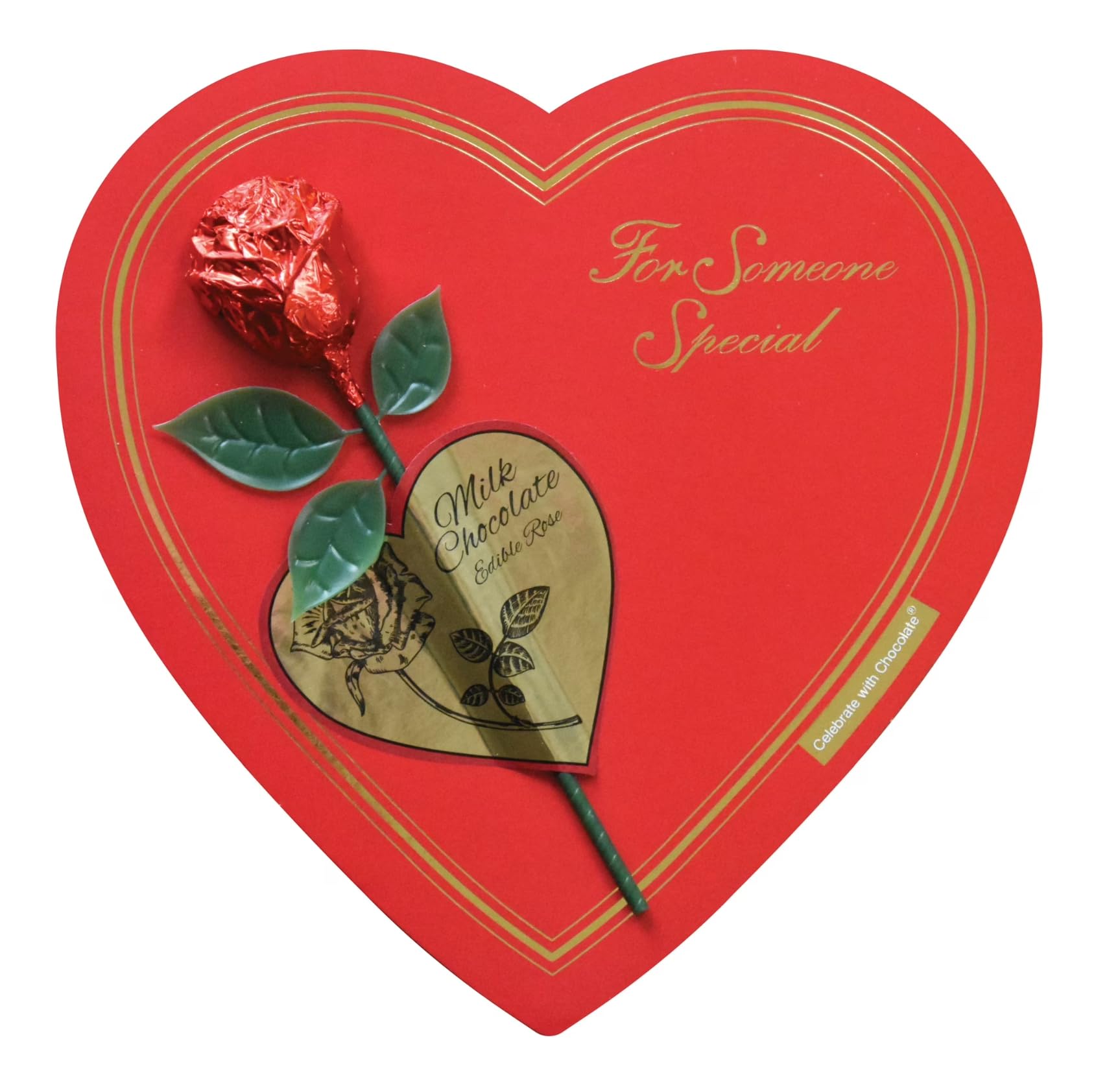 Elmer Chocolate Heart Shaped 9 oz Chocolate Rose Box - With Edible Rose - Perfect for Valentine's Day and Giving to that Special Someone