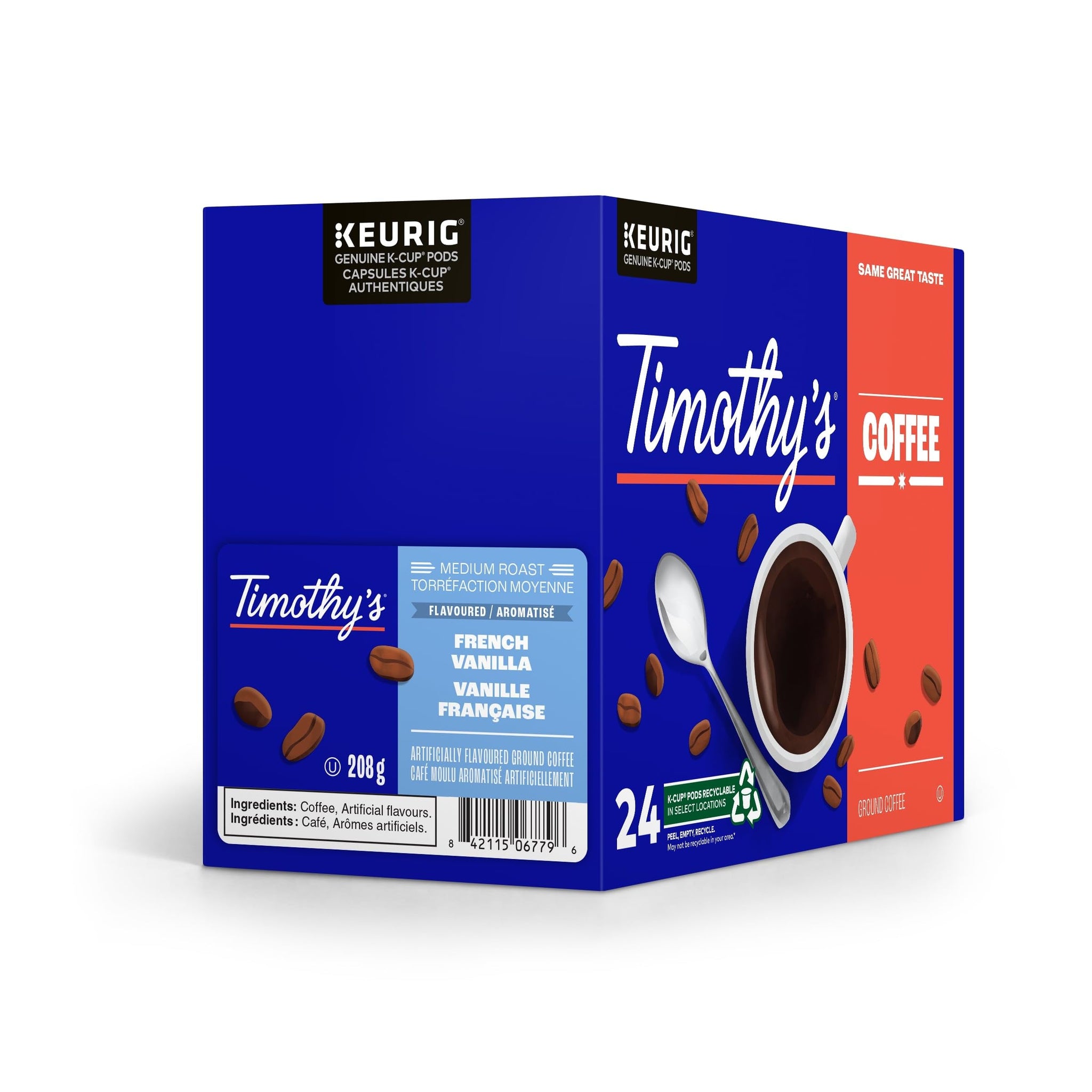 Timothy's World Coffee, French Vanilla, K-Cup Portion Pack for Keurig K-Cup Brewers, 24-Count (Pack of 2)