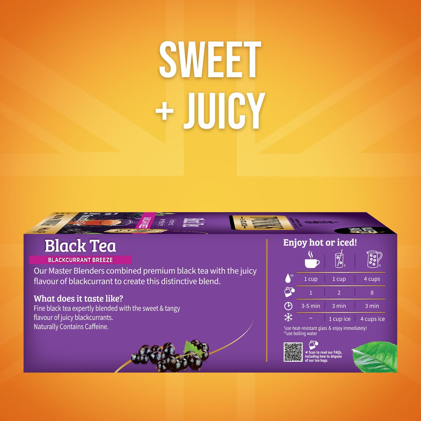 Twinings Blackcurrant Breeze Black Tea Individually Wrapped Bags, 100 Count (Pack of 1), Sweet, Tangy Taste, Caffeinated, Enjoy Hot or Iced, 100